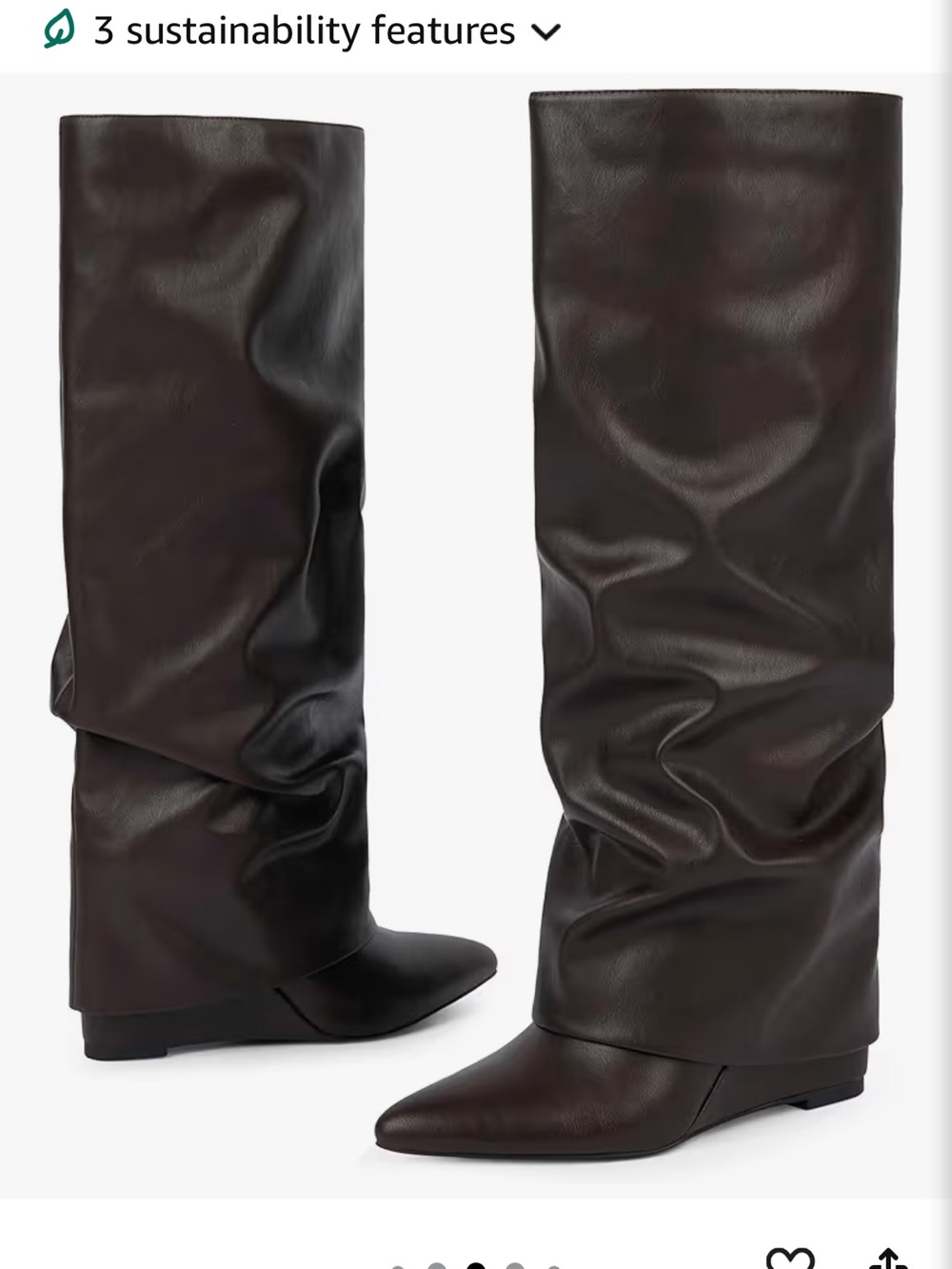 Tall Slouch Leather Knee-High Boots in Dark Brown